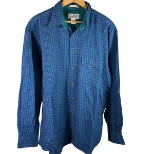 Vintage‎ Sears Roebuck Mens Blue Plaid Long Sleeve Button Up Shirt Large